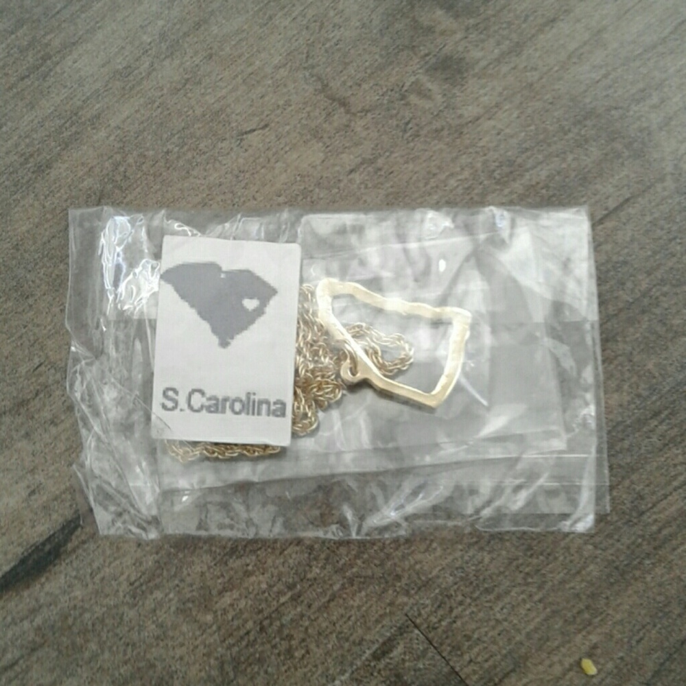 Brand new s carolina shape state necklace gold